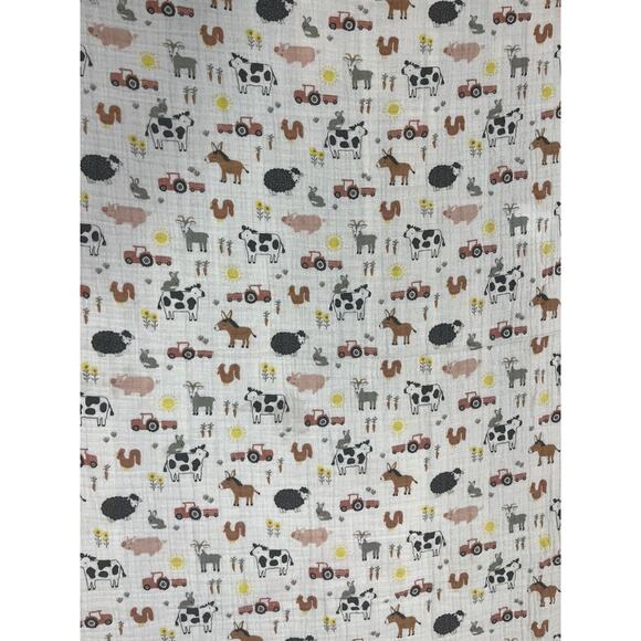 Parent’s Choice Animal Farm Muslin Baby Blanket Tractor Cow Horse Pig Sheep Goat - Picture 5 of 5
